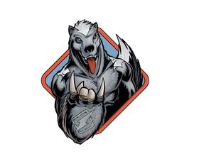 Honeybadger mascot making rock and roll hand gesture