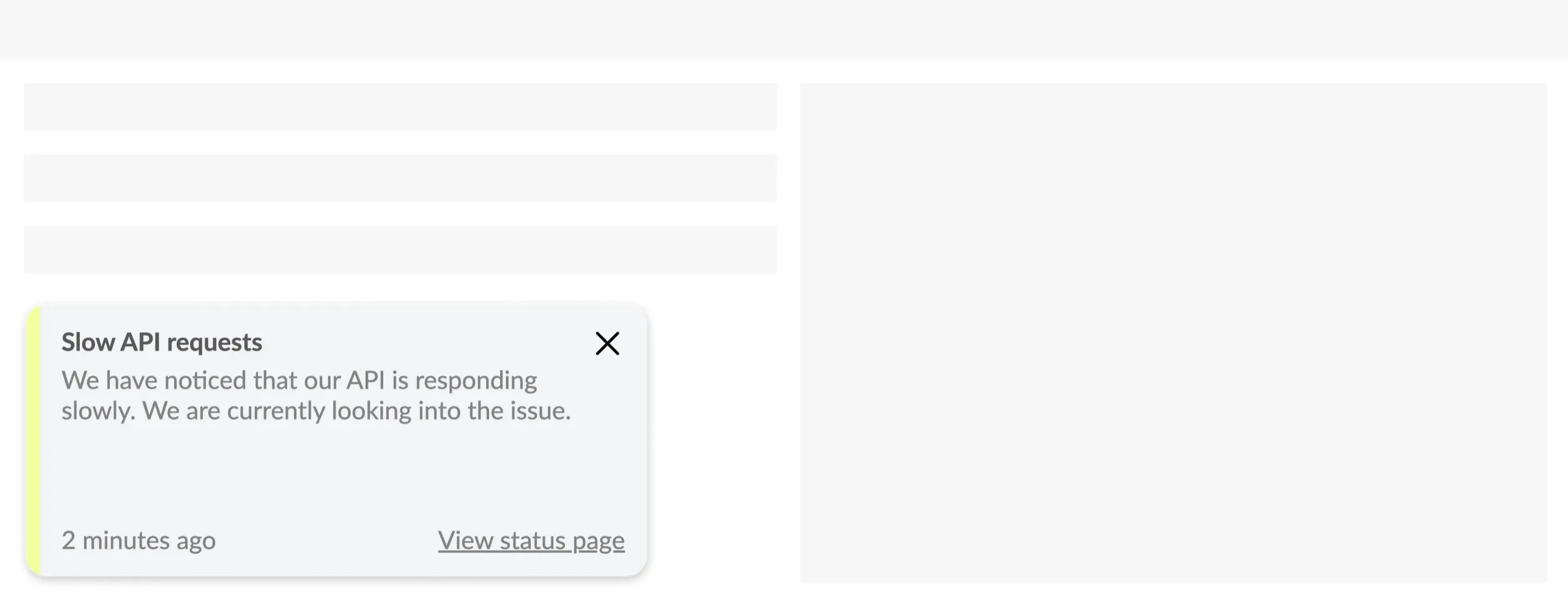 Embedded status widget in application UI