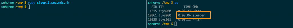 Changing the process title in Ruby changes the output of `ps` and `top`