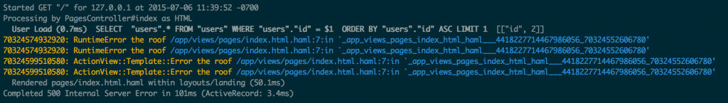 This log shows every use of `raise` in the rendering process