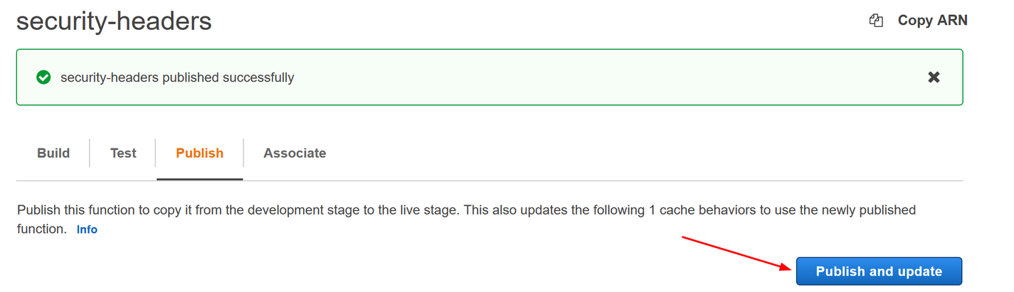 Publishing a CloudFront function