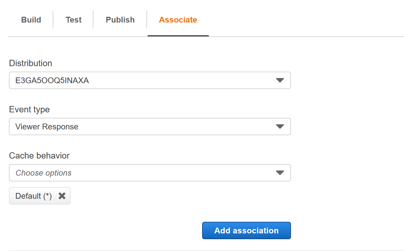 Associating a CloudFront function