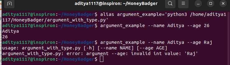 Command-line application with argument data types