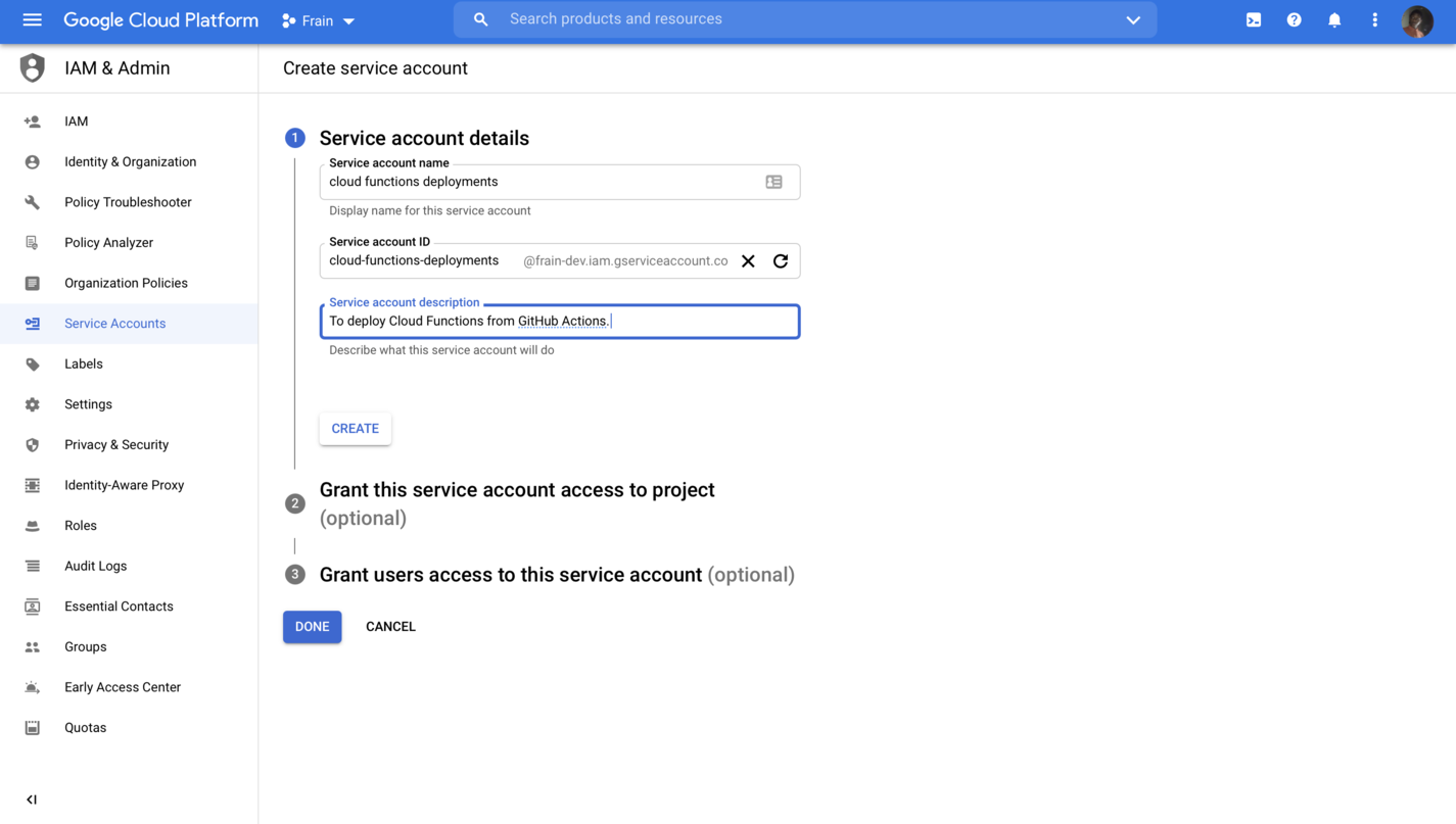 Create Service Account