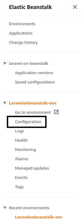 Click on "Configuration" from the navigation pane