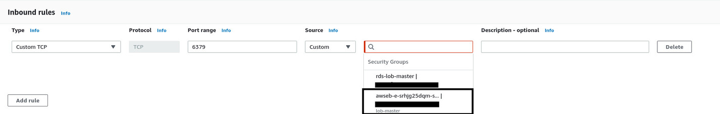 Search for the "lob-master" security group