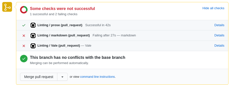 Linting checks in GitHub