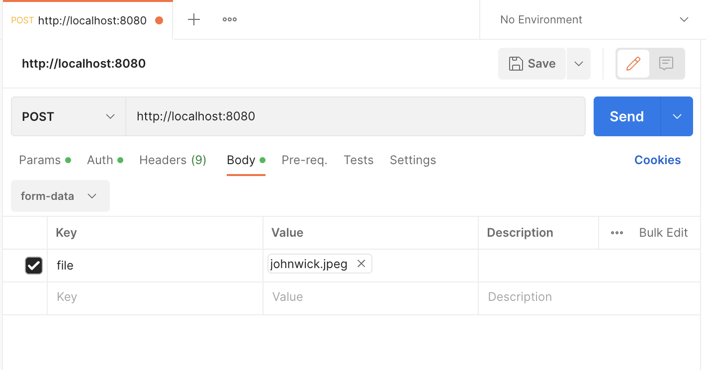 making an upload request with postman