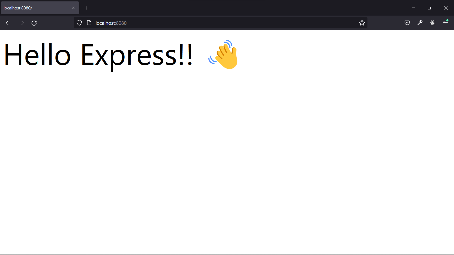Image showing the message “Hello Express 👋” in the browser