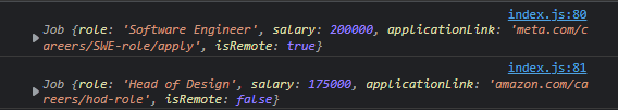 job1 and job2 in the console