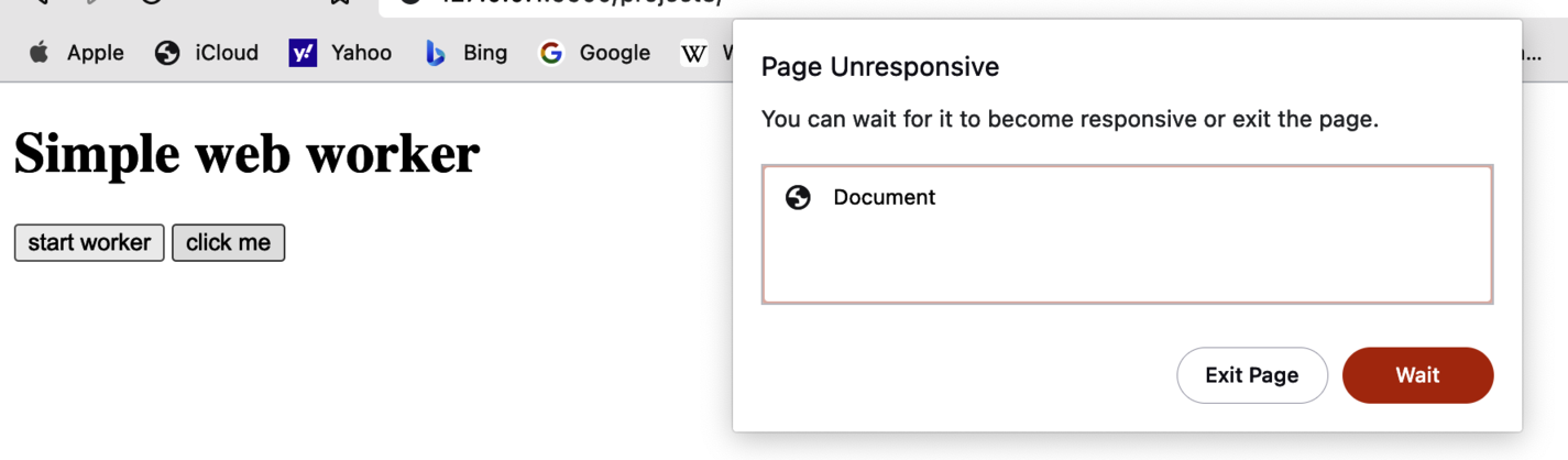 An unresponsive page
