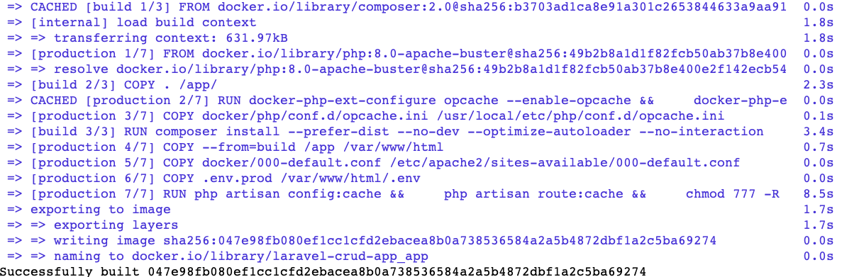 Build the producion ready Laravel docker image having PHP and Apache with docker-compose