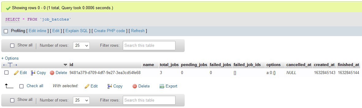 Unprocessed Job Batches In Database