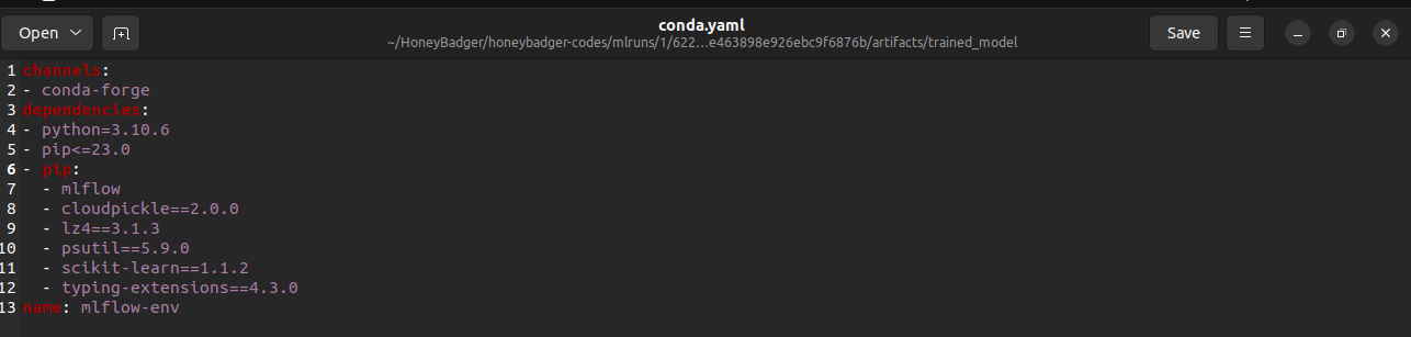 conda.yaml file