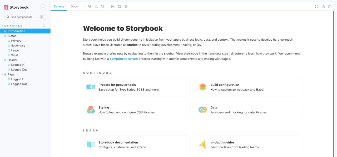 Storybook Interface