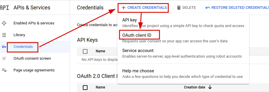 Create OAuth credentials