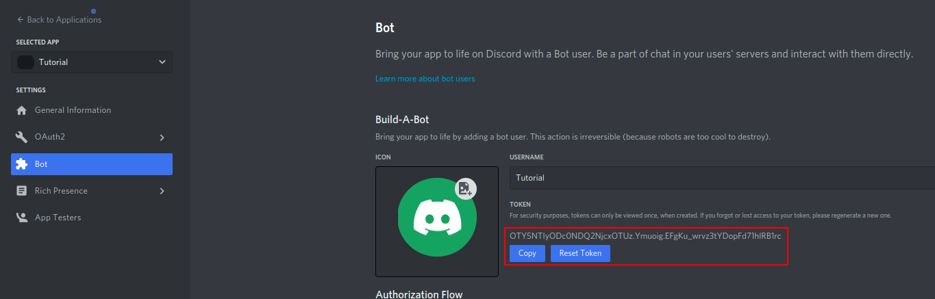 Get Discord bot token