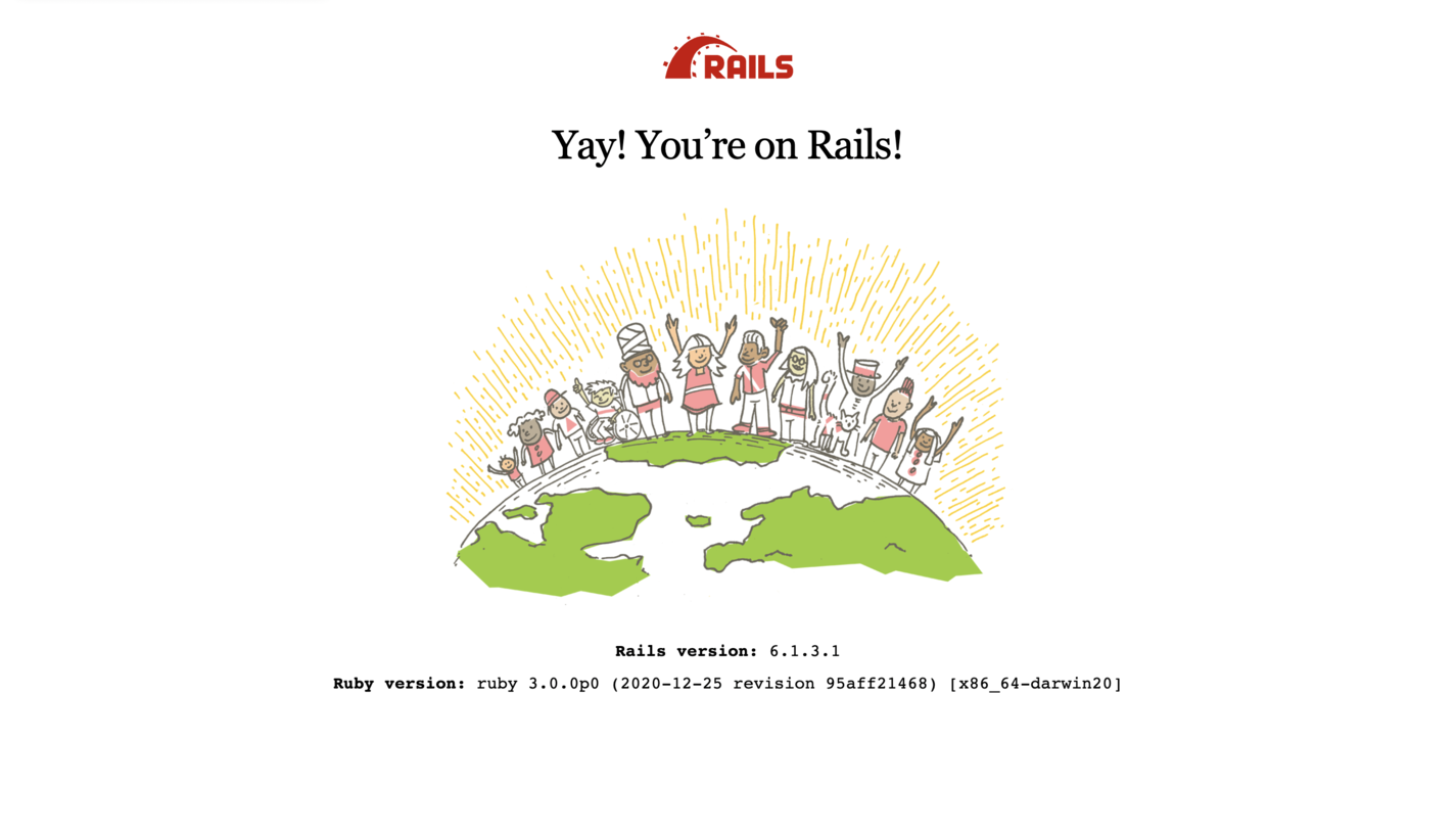 A screenshot of the Rails welcome page