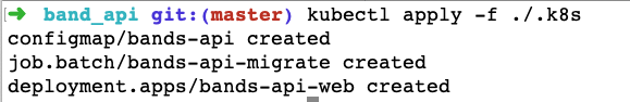 Output of Kubectl apply on K8s folder