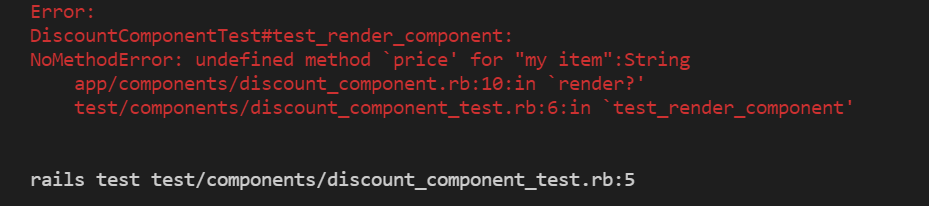 DiscountComponent Test Error Message