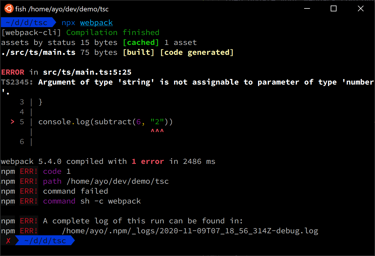 Webpack build fails on error