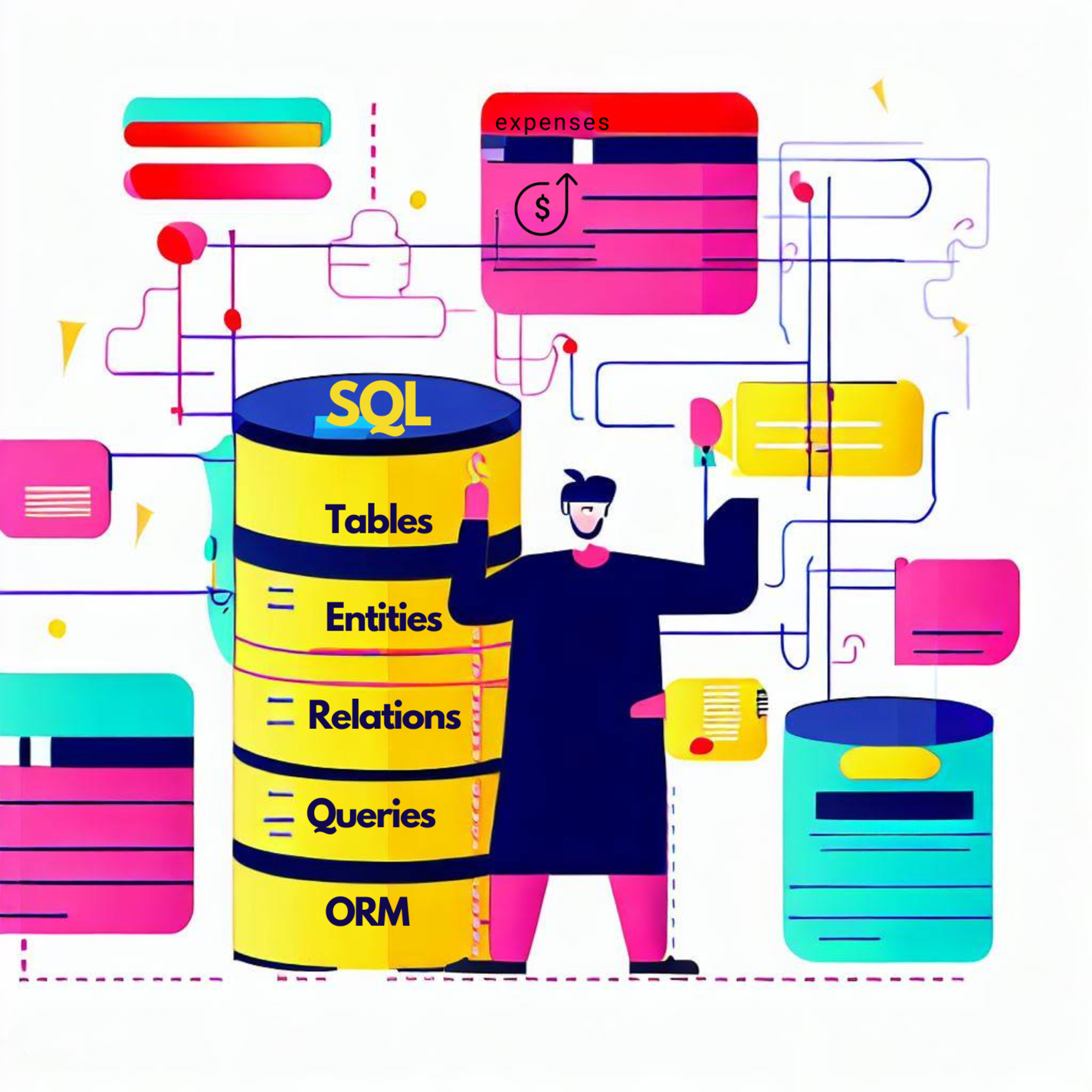 illustration showing main sql database terminology