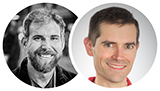 Stacked headshots of two men (Joshua Wood and Benjamin Curtis) smiling